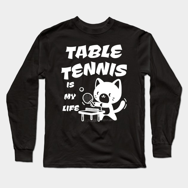 Cool Cat Playing Table Tennis Long Sleeve T-Shirt by JoeStylistics